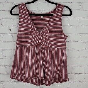 Lucky Brand Muave and White Striped Tanktop. 100% cotton. Size Small